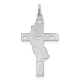 Laser Designed Cross Charm Pendant in Real 925 Sterling Silver