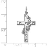 Laser Designed Cross Charm Pendant in Real 925 Sterling Silver