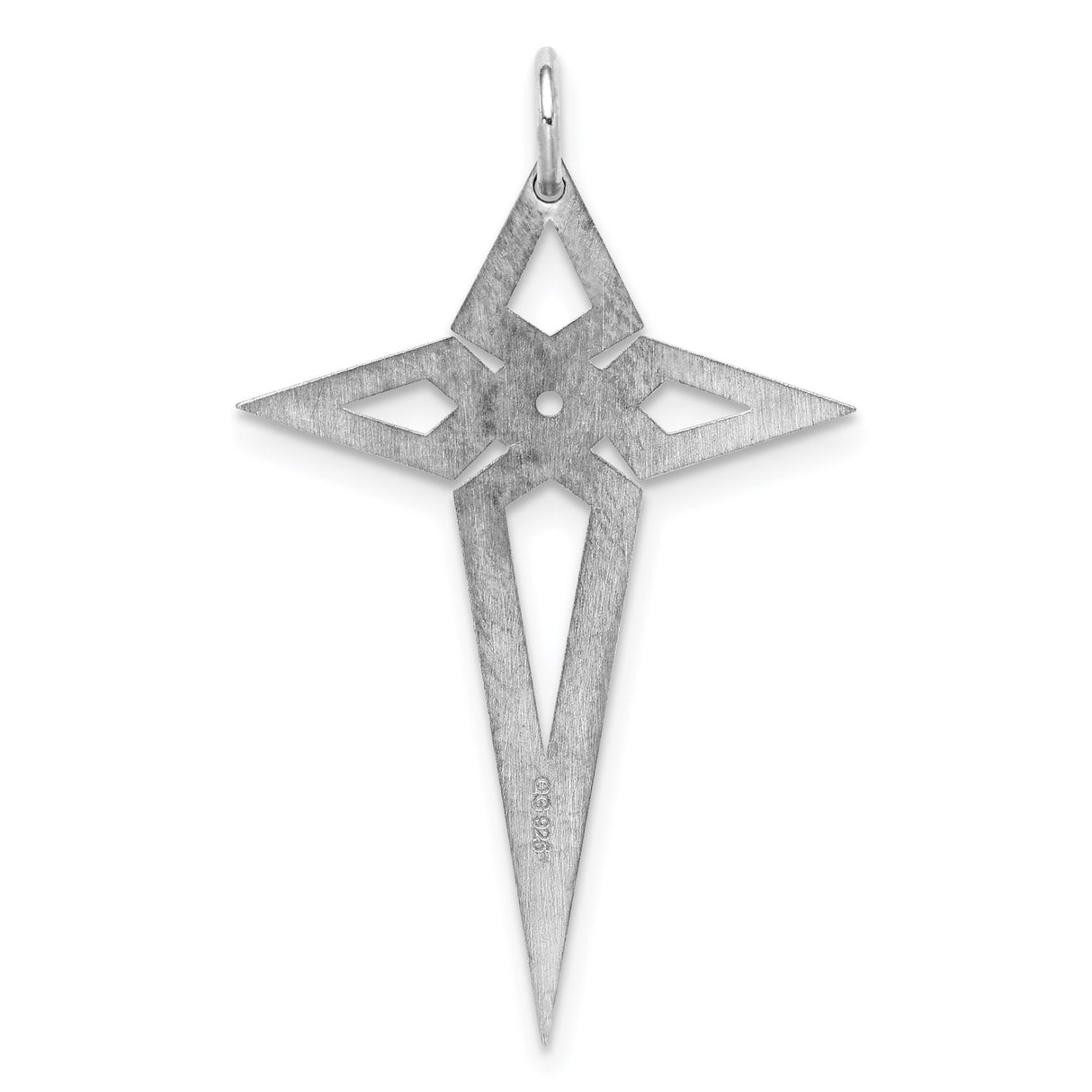 Sterling Silver Cross Pendant with Cutout Design and Angular Geometric Style
