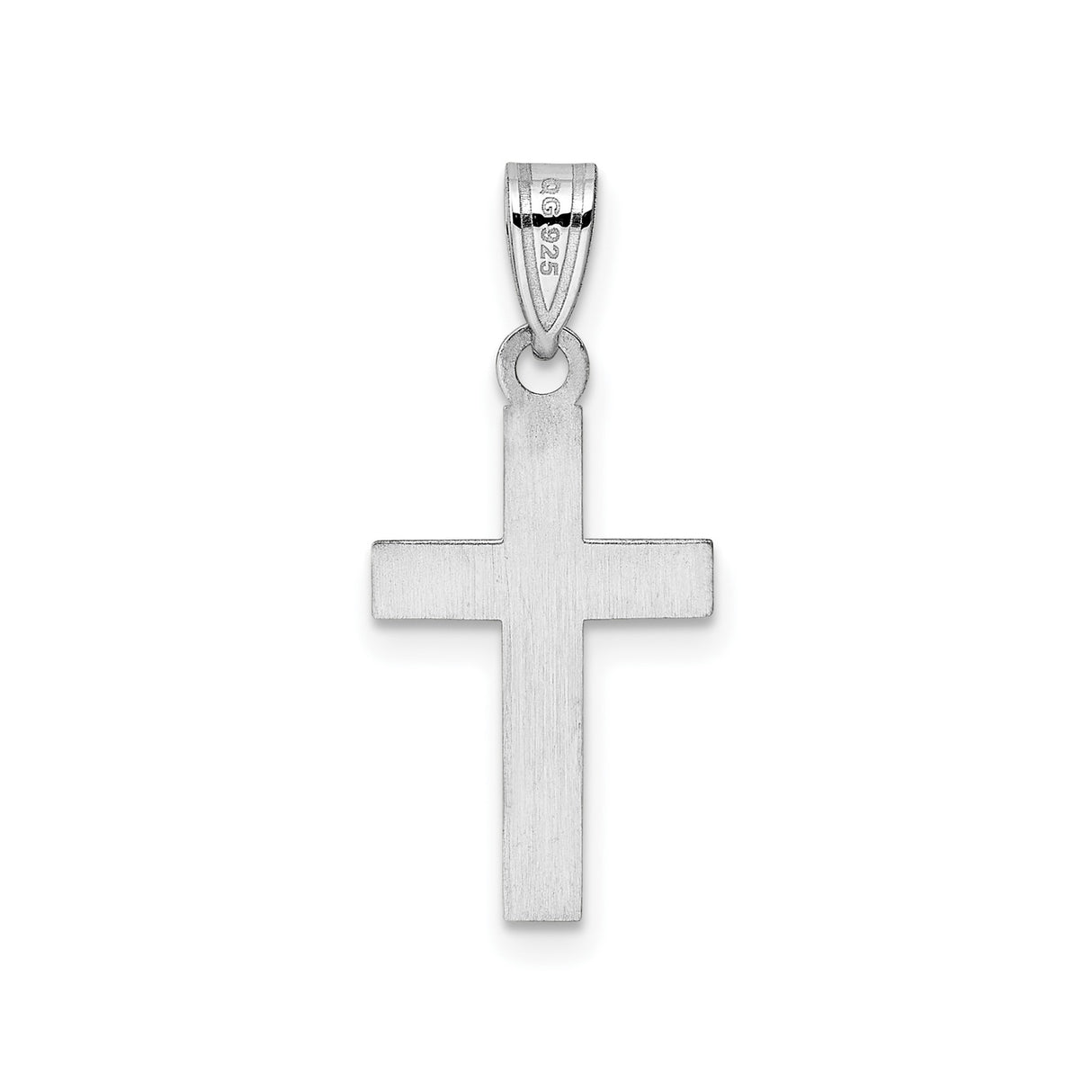 Sterling Silver Cross Pendant with Pink Heart Center, Polished Faith-Inspired Jewelry for Women
