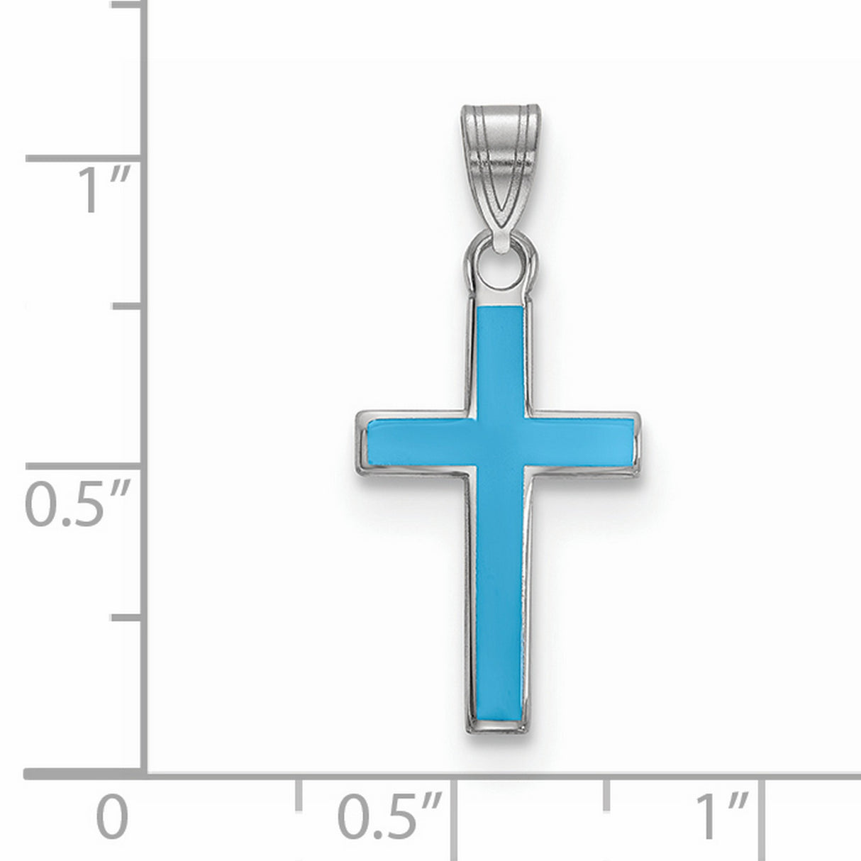 Blue Enameled Cross Charm Pendant in Real 925 Sterling Silver