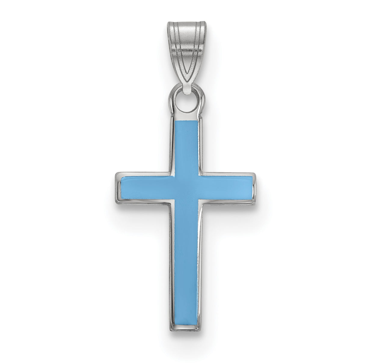 Blue Enameled Cross Charm Pendant in Real 925 Sterling Silver