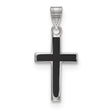 Sterling Silver Cross Pendant with Black Enamel Inlay, Modern Religious Jewelry for Men and Women