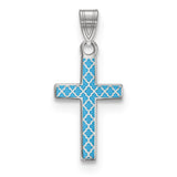 Sterling Silver Cross Pendant with Turquoise Enamel, Spiritual Religious Design for Men and Women