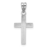 Black Enameled Cross Hatch Cross Charm Pendant in Real 925 Sterling Silver