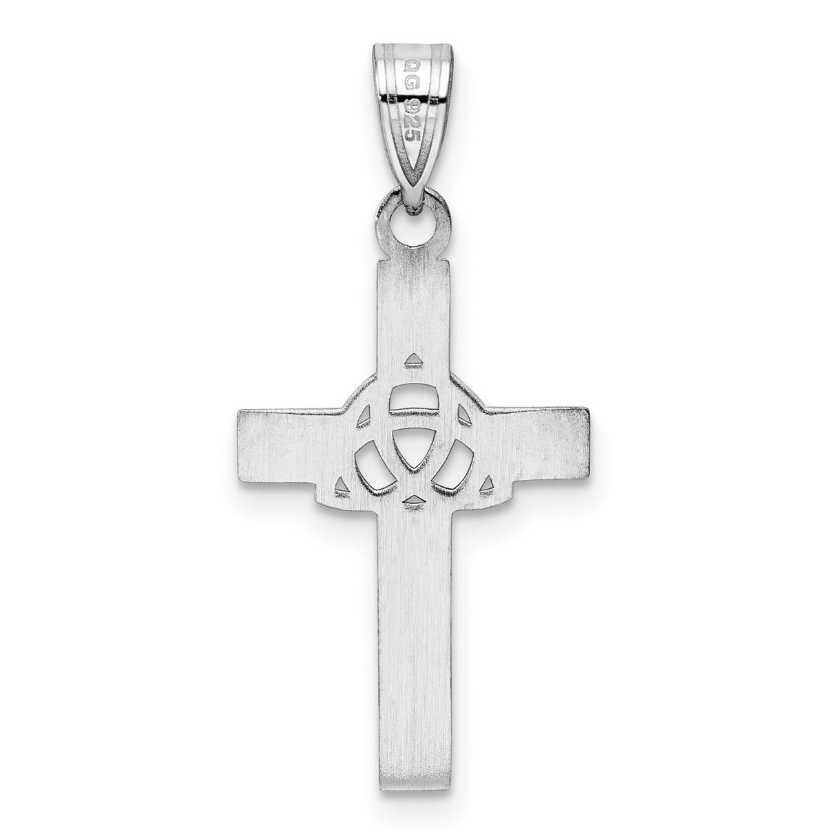 Black Enameled Trilogy Cross Charm Pendant in Real 925 Sterling Silver