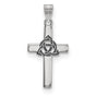 Black Enameled Trilogy Cross Charm Pendant in Real 925 Sterling Silver