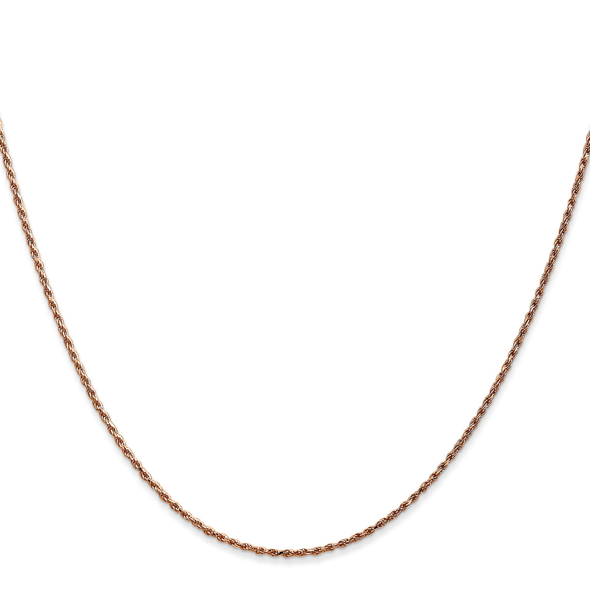 14K Rose Gold 1 mm Rope Chain Necklace, Polished