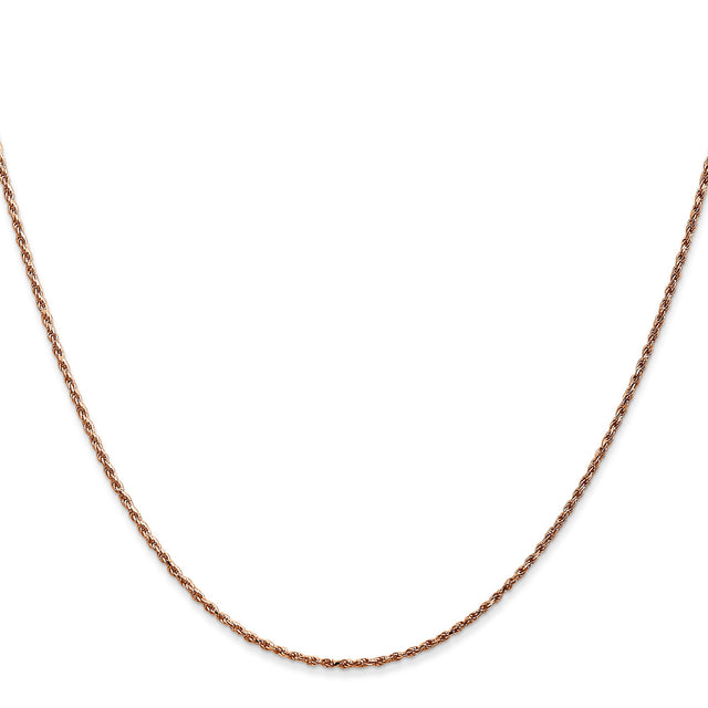 14K Rose Gold 1 mm Rope Chain Necklace, Polished