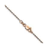 14K Rose Gold 1 mm Rope Chain Necklace, Polished alternate angle