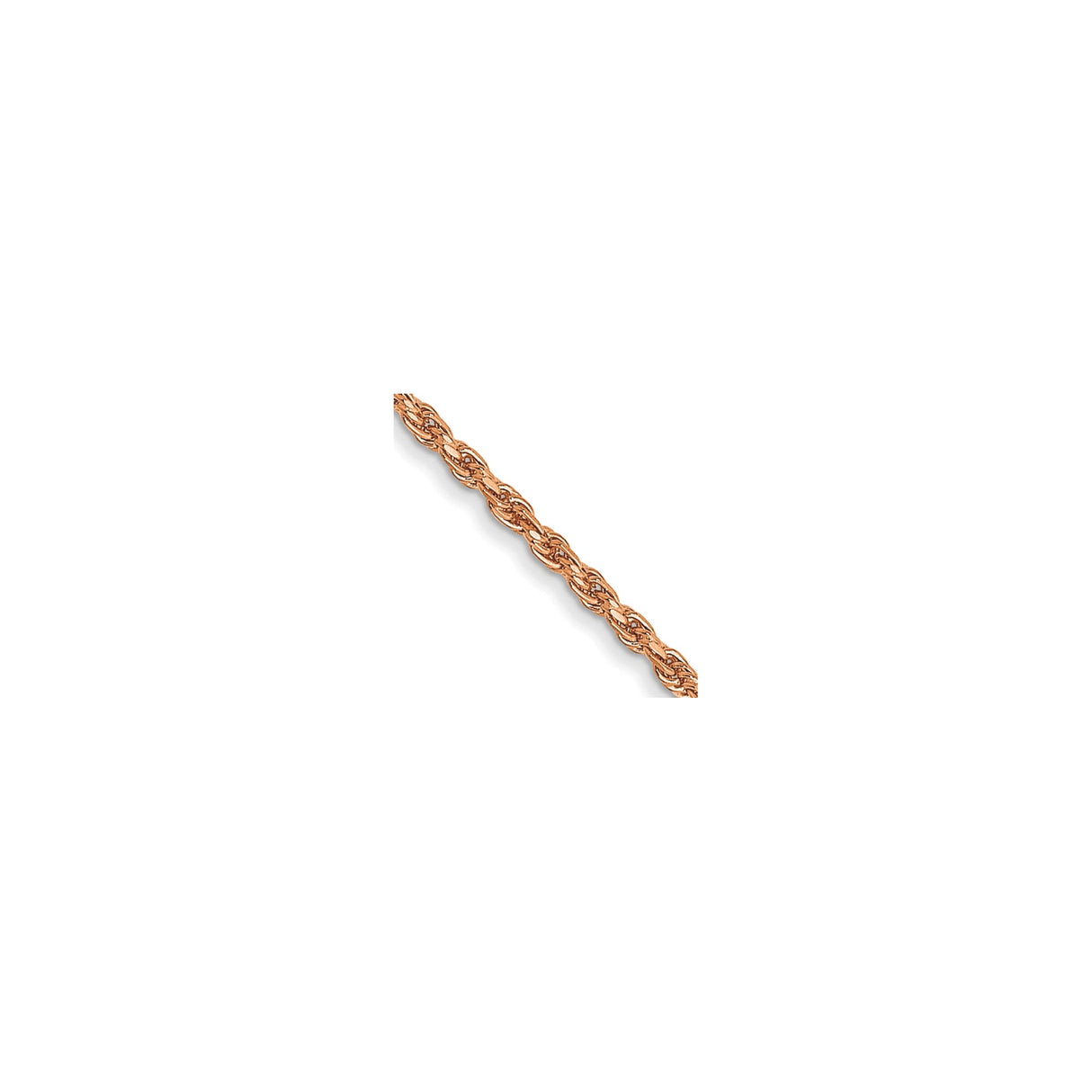 14K Rose Gold 1 mm Rope Chain Necklace, Polished detail view