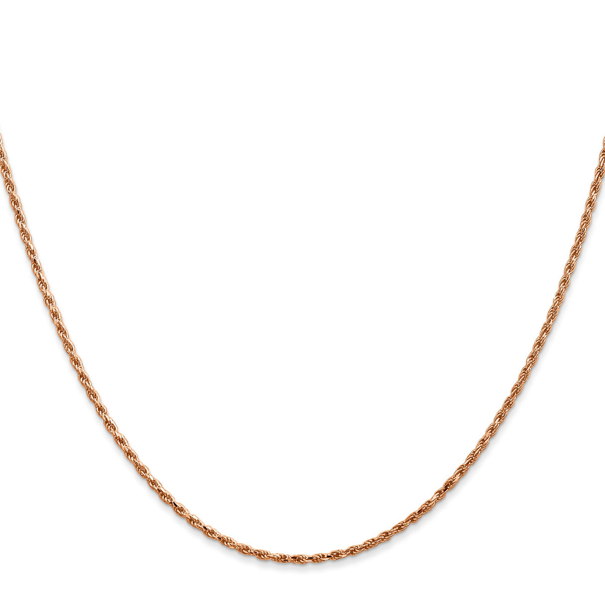 14K Rose Gold 1.5 mm Rope Chain Necklace, Polished