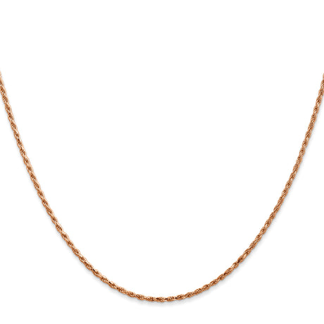 14K Rose Gold 1.5 mm Rope Chain Necklace, Polished