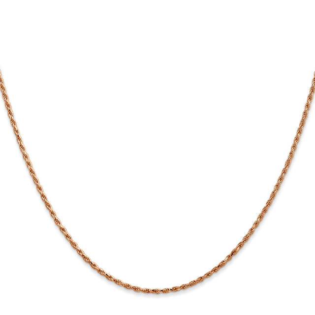 14K Rose Gold 1.5 mm Rope Chain Necklace, Polished