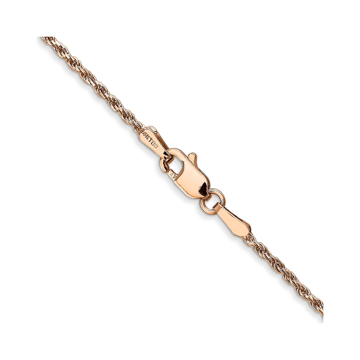 14K Rose Gold 1.5 mm Rope Chain Necklace, Polished alternate angle