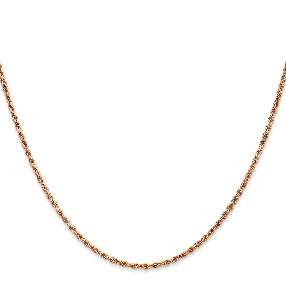 14K Rose Gold 1.8 mm Rope Chain Necklace, Polished