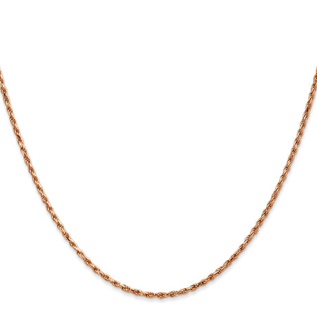 14K Rose Gold 1.8 mm Rope Chain Necklace, Polished