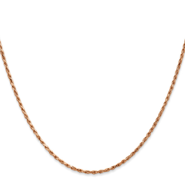14K Rose Gold 1.8 mm Rope Chain Necklace, Polished
