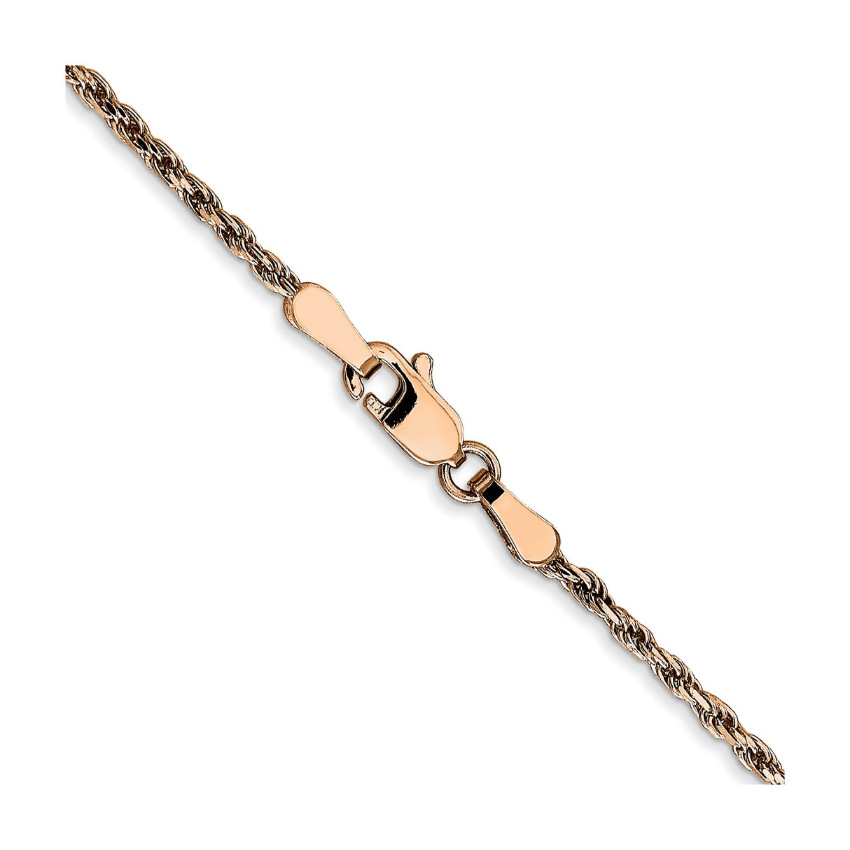 14K Rose Gold 1.8 mm Rope Chain Necklace, Polished alternate angle