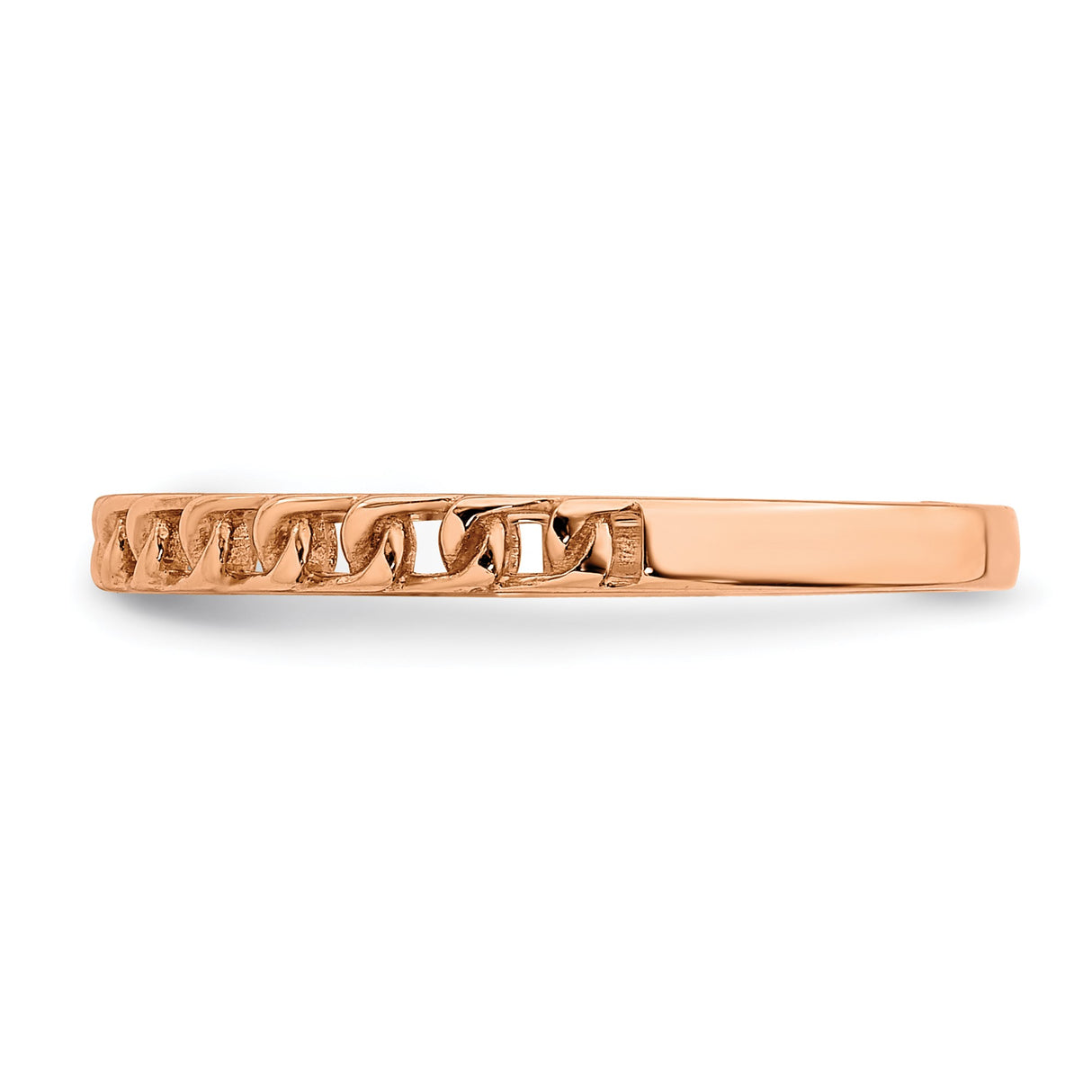 14k Rose Gold wedding band ring detail view