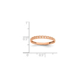 14k Rose Gold wedding band ring shown for scale