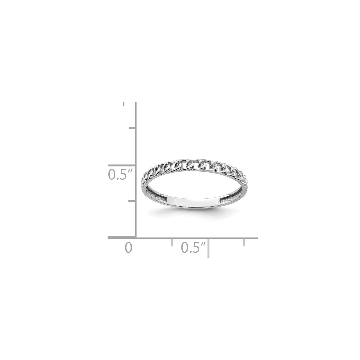 14k White Gold wedding band ring shown for scale