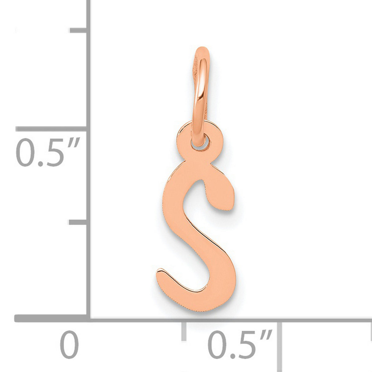QG- Slanted Block Initial S Charm Pendant in Real 14k Rose Gold