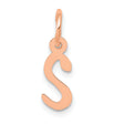 QG- Slanted Block Initial S Charm Pendant in Real 14k Rose Gold