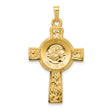 Saint Anthony Pray For Us Words Celtic Cross Charm Pendant in Real 14k Yellow Gold