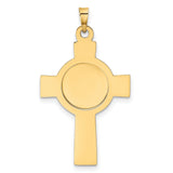 Saint Christopher Protect Us Words Celtic Cross Charm Pendant in Real 14k Yellow Gold