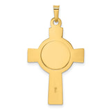 Saint Jude Thaddeus Pray For Us Words Celtic Cross Charm Pendant in Real 14k Yellow Gold