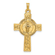 Saint Jude Thaddeus Pray For Us Words Celtic Cross Charm Pendant in Real 14k Yellow Gold