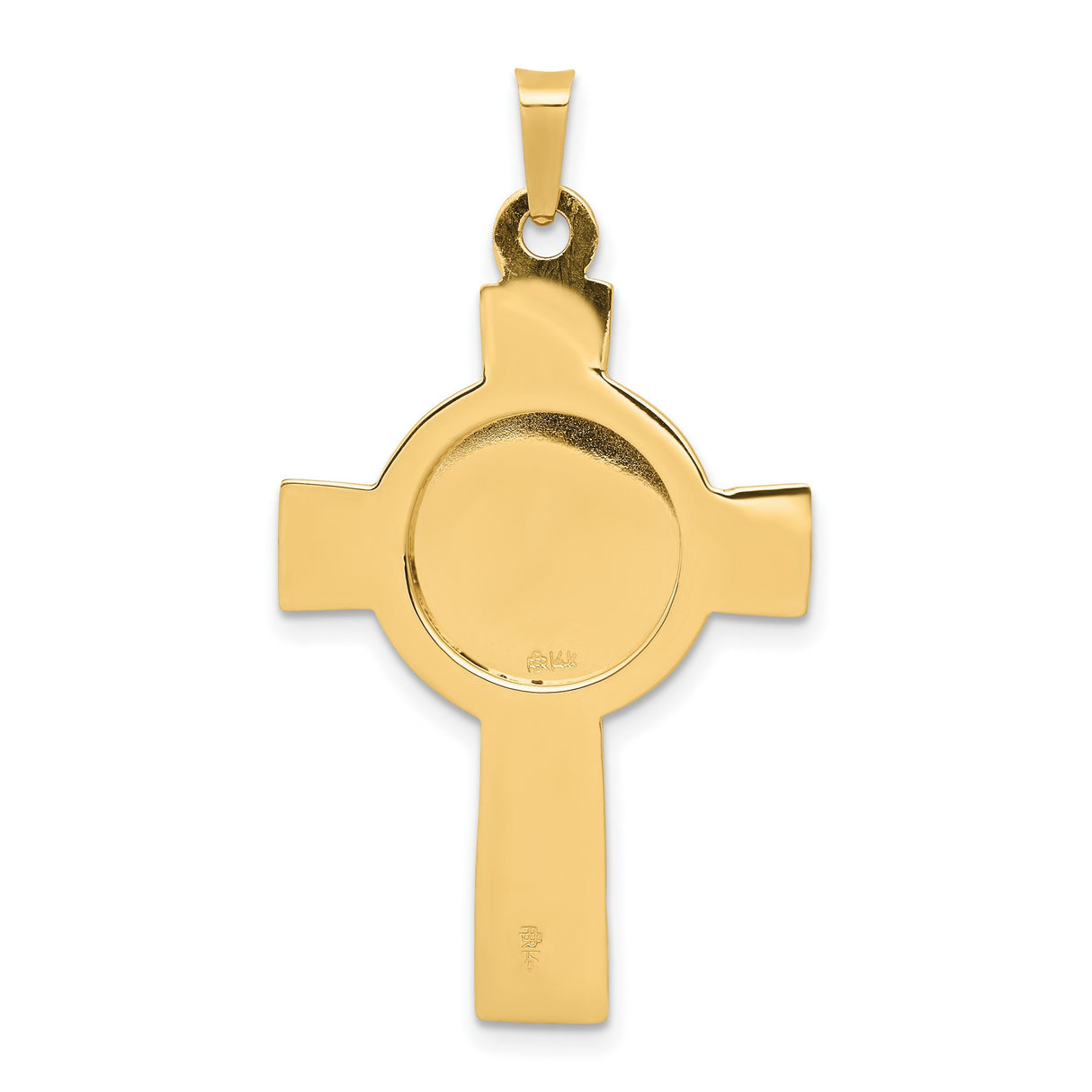 Saint Michael Pray For Us Words Celtic Cross Charm Pendant in Real 14k Yellow Gold