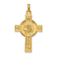 Saint Michael Pray For Us Words Celtic Cross Charm Pendant in Real 14k Yellow Gold