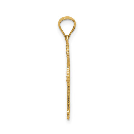 14k Yellow Gold Patonce Cross Pendant with Diamond Cut Sunburst Design