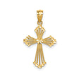 14k Yellow Gold Patonce Cross Pendant with Diamond Cut Sunburst Design