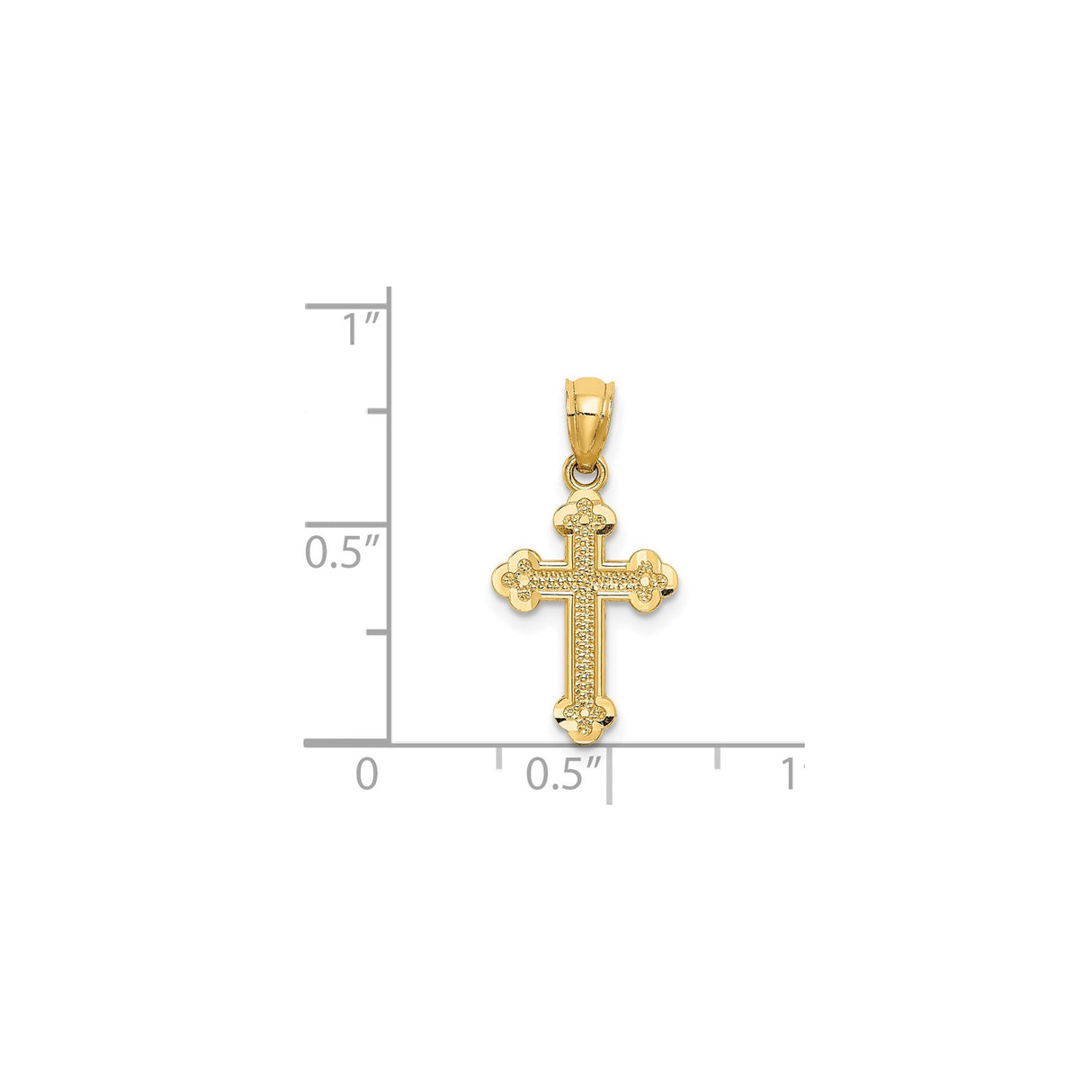 14k Yellow Gold Cross Pendant with Textured Design and Polished Finish