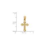 14k Yellow Gold Cross Pendant with Textured Design and Polished Finish