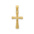 14k Yellow Gold Cross Pendant with Curved Edge Design and Textured Finish