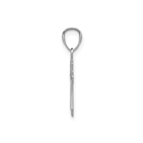 14k White Gold Cross Pendant with Polished Finish and Intricate Spiritual Design