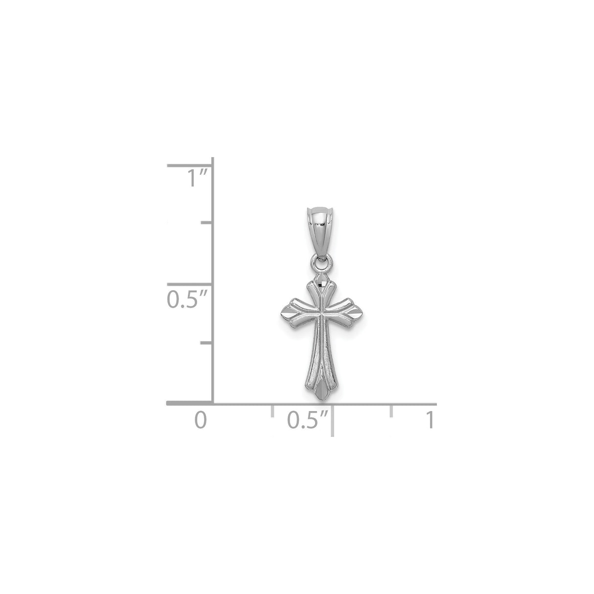 14k White Gold Cross Pendant with Polished Finish and Intricate Spiritual Design