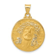 Hollow Round Embossed Face Of Jesus Medal Charm Pendant in Real 14k Yellow Gold