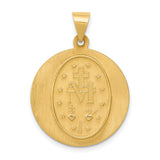 Hollow Miraculous Medal Of The Our Lady Of Graces With Words Charm Pendant in Real 14k Yellow Gold