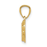 14k Multi-Tone Gold Filigree Heart Pendant with White Gold Cross Accent