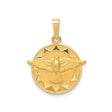 14k Yellow Gold Holy Spirit Dove Pendant with Geometric Border, Christian Medallion