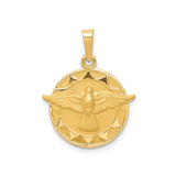 14k Yellow Gold Holy Spirit Dove Pendant with Geometric Border, Christian Medallion