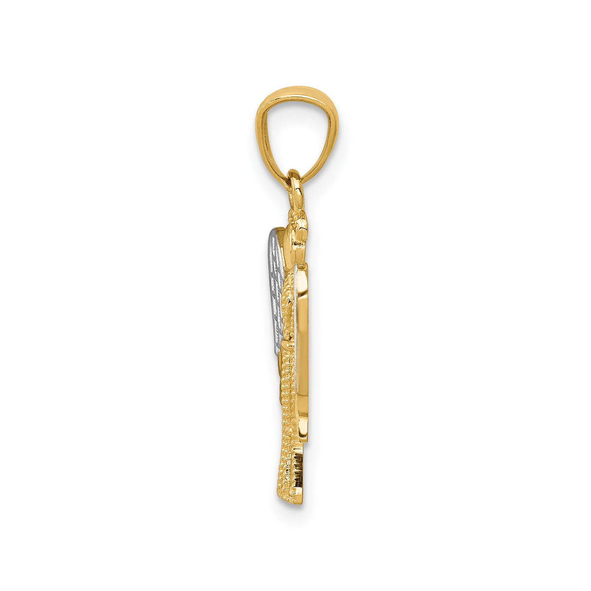 Open Body Angel Charm Pendant in Real 14k Multi-Tone Gold