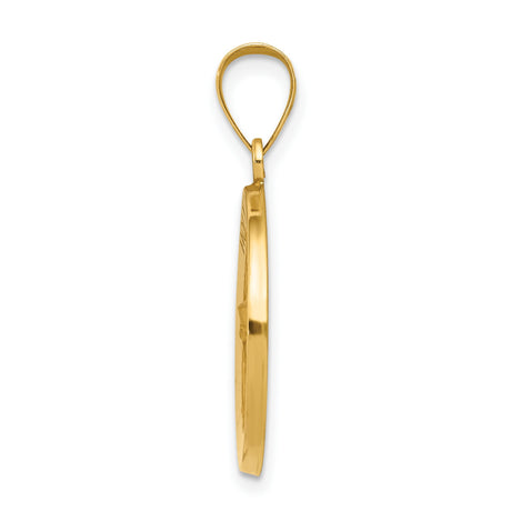 14k Yellow Gold Communion Pendant with Chalice, IHS Symbol and Rays Religious Medal