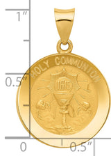 14k Yellow Gold Communion Pendant with Chalice, IHS Symbol and Rays Religious Medal