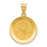 14k Yellow Gold Communion Pendant with Chalice, IHS Symbol and Rays Religious Medal